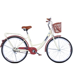 Gran oferta, <span class=keywords><strong>bicicleta</strong></span> clásica Vintage de 24/26 pulgadas para <span class=keywords><strong>mujer</strong></span>, <span class=keywords><strong>bicicleta</strong></span> <span class=keywords><strong>urbana</strong></span> de acero de alto carbono, cesta de <span class=keywords><strong>Bicicleta</strong></span> de ciudad de una sola velocidad - Product Image 3