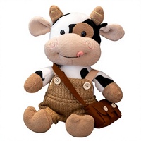 Peluche Mignonne Vache, Jouet en Peluche Veau, Poupée Bovin du Zodiaque, Poupée en Tissu, Coton PP Polyester, Cadeau du Nouvel An, Cadeau d'Anniversaire Unisexe