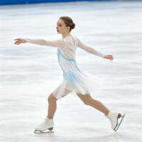 Robe de patinage et de danse bleu clair à col rond, manches longues en maille, dos découpé avec strass pour enfants et adultes, compétition et performance