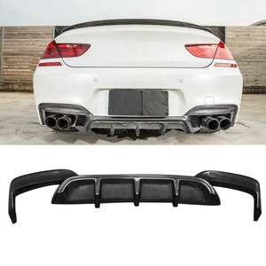 P Style Carbon Fiber Rear Bumper Lip Fin Spoiler Canards <b>Splitter</b> Diffuser for BMW M6 F06 F12 F13 640i 650i - Product Image 1