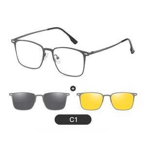 2024 al por mayor marco cuadrado <span class=keywords><strong>de</strong></span> metal Anti Luz Azul 2 en 1 conducción nocturna clip polarizado amarillo en gafas <span class=keywords><strong>de</strong></span> sol para hombres - Product Image 3