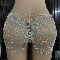 Chaîne de corps sexy de luxe en strass de haute qualité pour femme, chaîne de taille pour club, costume, bikini