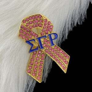 Sigma Gamma Rho Pink Rhinestone Ribbon Brooch Pins Lapel <strong>Buttons</strong> <strong>Badges</strong> - Product Image 4