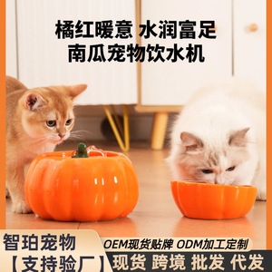 Fontaine à eau automatique pour chat en forme de citrouille, abreuvoir en céramique pour animaux de compagnie, distributeur d'eau pour chat, abreuvoir à circulation continue pour chien - Product Image 5