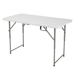 Mesa de Comedor Plegable Portátil de Plástico Blanco de 4 pies con Marco de Metal para Uso en Exteriores - Product Image 3