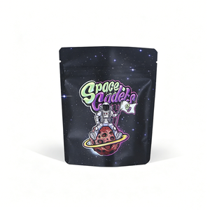 Space Astronaut Stand Up Pouch Black Matte Mylar <b>Bag</b> 3.5G Resealable Food Packaging <b>Bag</b> Digital Printed Laminated BOPP Material - Product Image 1
