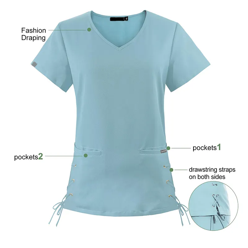 2024 Bestseller individuelles Logo elastische Damen-Krankenhausuniform mattiertes Damen-Medizinallabor Mantel Krankenschwester-Matte-Set