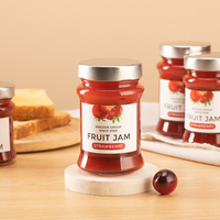 Pot en verre transparent personnalisé avec couvercle à anse profonde pour confiture, miel, confiture de fraises, assaisonnements et sauces