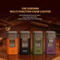 En stock, livraison rapide, briquet à cigare portable coupe-vent, torche à flamme jet, rechargeable, avec poinçon à 3 calibres