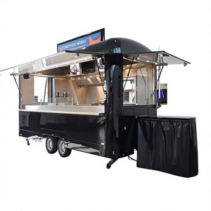 Modern Capsule Style Food Truck 5.8M Dual Tandem Axle Stainless Steel Body With Built-In Power And <b>Griddle</b> For Outdoor Use - Product Image 1