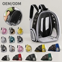 Sac à dos de transport pour chat, portable, transparent, en nylon, style capsule spatiale, respirant, à deux épaulettes, pour les sorties