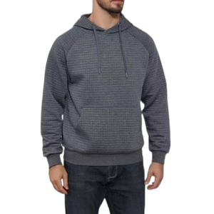 Sweat-shirt à capuche décontracté pour homme Pull matelassé à manches longues avec poches légères et chaudes 100% coton imprimé teint uni - Product Image 1
