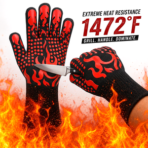 1472 ° Guantes de barbacoa F Extreme resistentes al calor, de silicona antideslizante, para horno, barbacoa, chimenea, cocina y ahumador. - Product Image 1