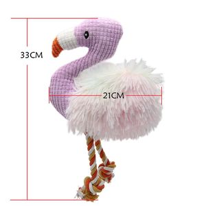 Fabrika yüksek kalite benzersiz tasarlanmış Pet peluş hayvanlar devekuşu Flamingo şekilli oyuncaklar güvenli squeagıcırtılı pamuk PP halat köpek oyuncaklar - Product Image 4