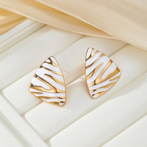 Geometric Triangle <b>Stud</b> <b>Earrings</b> Zinc Alloy Zebra Print Blue White <b>Black</b> Red Party Fashion <b>Earrings</b> - Product Image 4