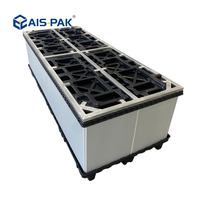 Boîte de palette en plastique renforcé avec cadre en acier et couvercle, pliable, robuste, grande capacité, conteneur de stockage pliable