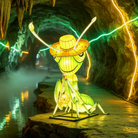 Huayi Laternen Handgefertigte Maßgeschneiderte Mantis Stahl-/Eisendraht Farbige Laterne - Langlebig Wasserdicht für Wald-Themen-Events
