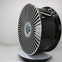 Velg Aluminium Alloy 6061 T6 Forged Desain Multi Spoke Hitam Gloss, Ditekan 12000T, Bersertifikasi TUV JWL VIA Std S2-00055, Ukuran 18-23, Custom