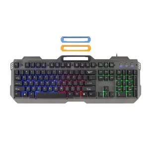 Metal wired usb Gaming backlight colorful Spanish Keyboard KBL-390P