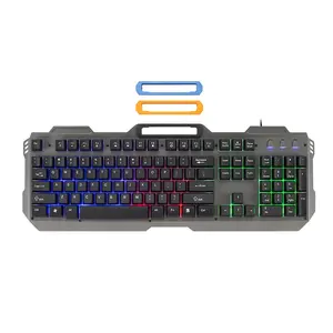 Métal de Jeu usb filaire rétro-éclairage coloré Clavier Espagnol KBL-390P