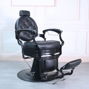 Luxury <b>Retro</b> Hydraulic Hair Cutting <b>Chair</b> Salon Stylist Barber Grooming Massage Reclining PU Leather School Barber Shop - Product Image 2
