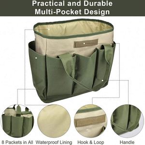 Free Sample Tote With Pockets Canvas Heavy-duty Large Organizer Bag Carrier Gardening <b>Storage</b> Tote <b>Garden</b> Plant <b>Tool</b> bag - Product Image 6