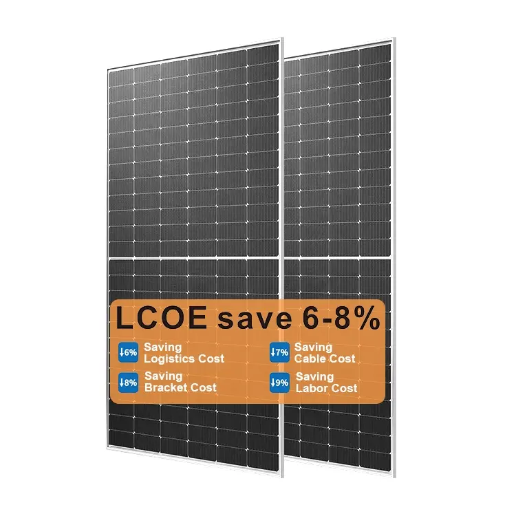 Panneau solaire 580W Panneau solaire monocristallin demi-cellule à haute efficacité en verre double de qualité A 500W 525W 550w