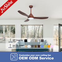 Ventilateur de plafond 1stshine avec pales en ABS, télécommande, éclairage LED, qualité commerciale, personnalisable OEM/ODM, résistant à la rouille, éco-responsable, le mieux noté