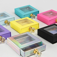 Boîte à tiroirs en papier colorée personnalisée avec logo du fabricant, emballage cosmétique pour cils