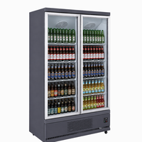 Réfrigérateur vertical à triple porte avec vitrine en verre, refroidissement par air, pour boissons, supermarché, LED, sans givre