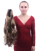 LONGFOR Perruque de queue de cheval en cheveux synthétiques non traités de 20 pouces avec clip, sans perte et facile à appliquer pour les femmes noires