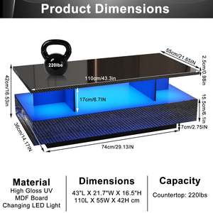 Hiện Đại Đơn Giản <span class=keywords><strong>LED</strong></span> Ánh Sáng Độ Bóng Cao Trắng Gỗ Bàn Cà Phê Thiết Kế Bắc Âu Bên Bảng Cho Phòng Khách Và Ăn Uống Đồ Nội Thất Nhà - Product Image 3