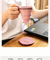 Nouvelle Arrivée Tasse de Voyage Pliable en Silicone Design Moderne pour Café, Eau, Bain de Bouche et Baume à Lèvres avec Couvercle