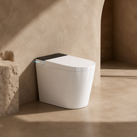WC intelligent en céramique monobloc allongé avec siège chauffant, séchoir à air chaud, bidet, auto-nettoyant et couvercle à ouverture/fermeture automatique