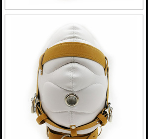 หน้ากากหนัง PU แบบปิดล็อคได้มีฮู้ดเปิดปากประสาทสัมผัสของเล่นทางเพศหนังทาสทาส - Product Image 2