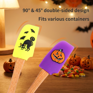 Espátula de Silicona para Halloween con Mango de Madera, Antiadherente de Grado Alimenticio, 4 Diseños, Utensilios para Hornear, Regalo para Fiestas y Repostería - Product Image 3