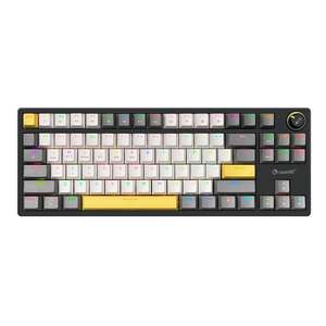 Hot bán yh8704 RGB đèn nền có thể sạc lại chơi game Bàn Phím Cơ khí có dây + 2.4G không dây + BT Điều kiện Mới - Product Image 1