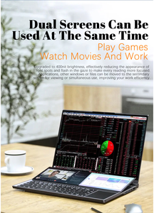 2025 mới CPU I7-9750H máy tính xách tay màn hình kép 16 + 14 inch màn hình cảm ứng 1920x1200 Win10/Win 11 chơi game máy tính xách tay - Product Image 5