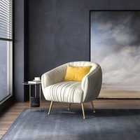 Sofá Individual Moderno de Franela, Diseño Simple y Moderno, Sillón para Apartamento Pequeño, Sofá de Hierro Artístico de Lujo Ligero para Sala de Estar