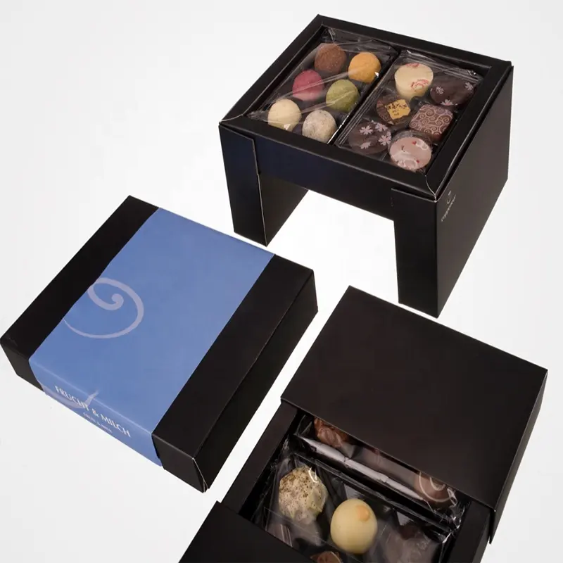 Vendita calda prezzo favorevole di buona qualità al cioccolato per dolci scatola di cioccolato scatola di imballaggio con divisori fornitori all'ingrosso