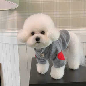Pet Fleece <b>Sweater</b> Gray Heart Patch <b>Dog</b> Hoodie Base Layer Four Seasons Apparel - Product Image 1