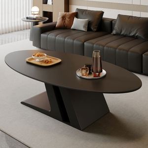 Tavolino <span class=keywords><strong>da</strong></span> Caffè Minimalista Moderno in Metallo con Piano in Legno Massello per Soggiorno Appartamenti Piccoli Design di Lusso Leggero - Product Image 5