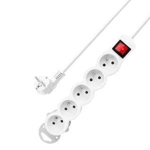 Wholesale Power Extension Socket EU 5 Way Outlet With Switch 3m Cable Power Strip Socket Extension