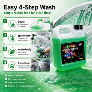 Shampoo pour lavage de voiture en mousse hautement concentré NIKELIANH 1L, vert, rose, jaune, bleu, parfum personnalisable, nettoyage en profondeur, liquide OEM - Product Image 5
