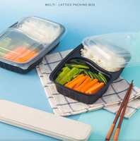 Récipients alimentaires réutilisables à 2 compartiments de 1000ml, boîte à lunch jetable à emporter Boîte alimentaire à emporter