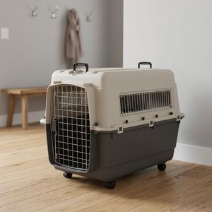 Transportín Portátil Clásico para Perros y Gatos con Cierre de Botón a Presión, Jaula Duradera de Plástico para Viajes al Aire Libre, Caja con Bandeja de Plástico y Marco de Hierro - Product Image 3