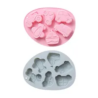 Moules à gâteau en silicone de qualité alimentaire réutilisables, design véhicules de transport, mignons, magnétiques, pour chocolat, bonbons et glaces DIY