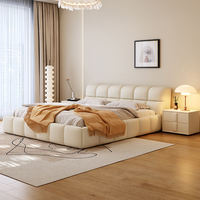 Ensemble de meubles de chambre à coucher modernes en cuir de luxe du Jiangxi, lit inclinable réglable et rembourré, taille Queen et King