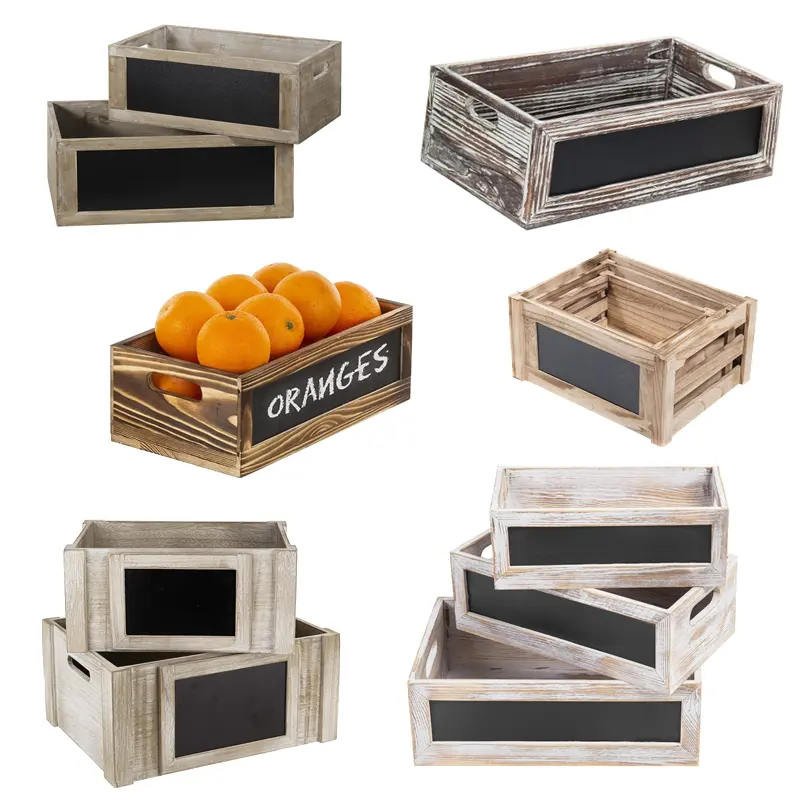 Différents types de boîtes de rangement en bois avec des tableaux noirs peuvent être bricolage, avec des bûches naturelles et des styles ruraux rétro