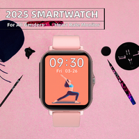 Montre connectée carrée en caoutchouc 2025 en gros avec écran tactile TFT, appel, répondeur, réveil, IP65, Android OS, autonomie 4 jours